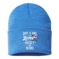 Just A Who Loves Hockey And Bears Gift Gift Sustainable Knit Beanie