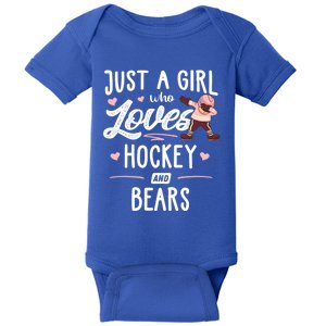 Just A Who Loves Hockey And Bears Gift Gift Baby Bodysuit