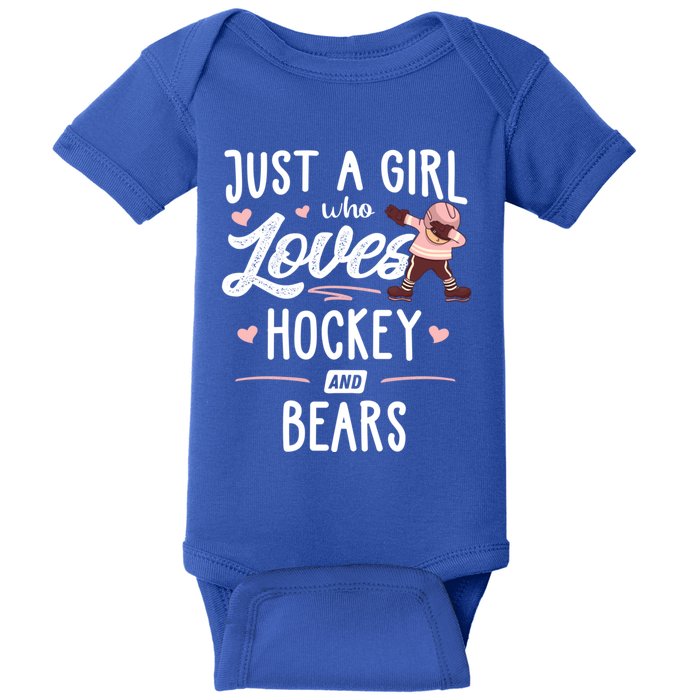 Just A Who Loves Hockey And Bears Gift Gift Baby Bodysuit