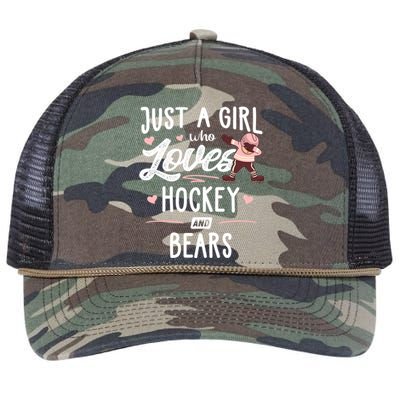 Just A Who Loves Hockey And Bears Gift Gift Retro Rope Trucker Hat Cap