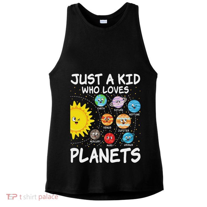 Just A Who Loves Planets Space Solar System Boy Girl Ladies PosiCharge Tri-Blend Wicking Tank