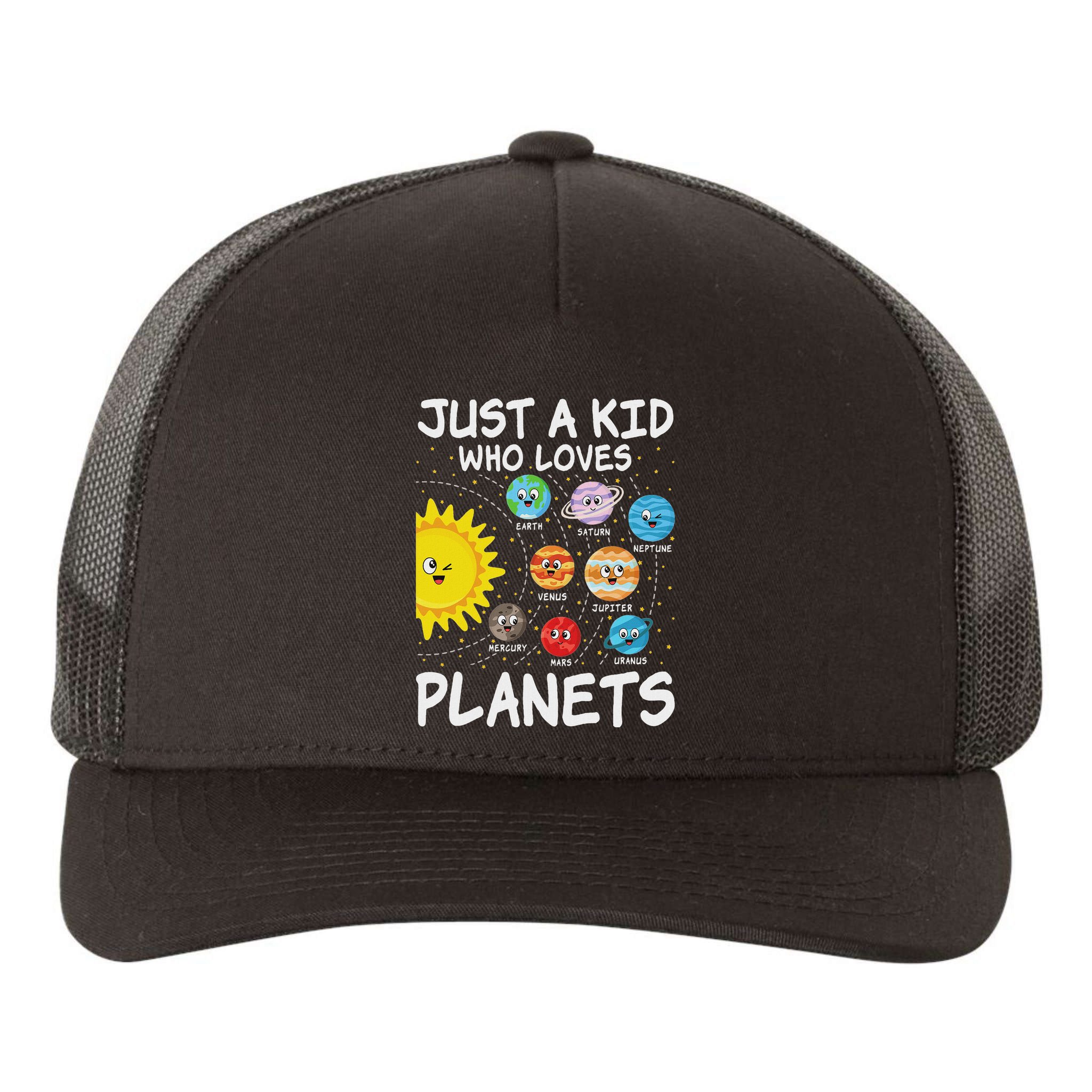 Just A Who Loves Planets Space Solar System Boy Girl Yupoong Adult 5-Panel Trucker Hat