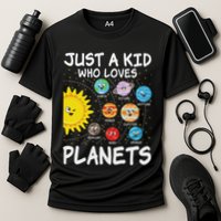 Just A Who Loves Planets Space Solar System Boy Girl Cooling Performance Crew T-Shirt