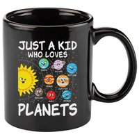 Just A Who Loves Planets Space Solar System Boy Girl 11oz C Handle Ceramic Mug