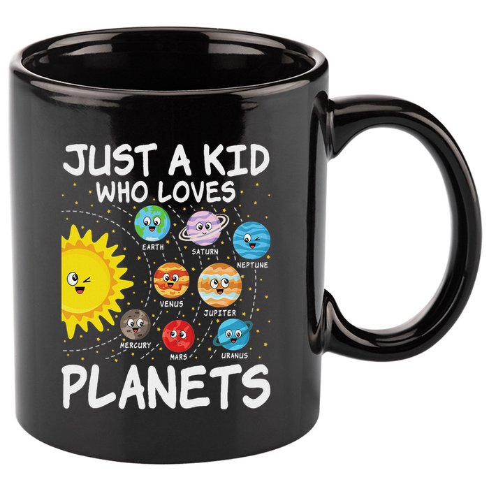 Just A Who Loves Planets Space Solar System Boy Girl 11oz C Handle Ceramic Mug