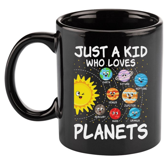 Just A Who Loves Planets Space Solar System Boy Girl 11oz C Handle Ceramic Mug
