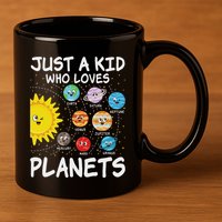 Just A Who Loves Planets Space Solar System Boy Girl 11oz C Handle Ceramic Mug