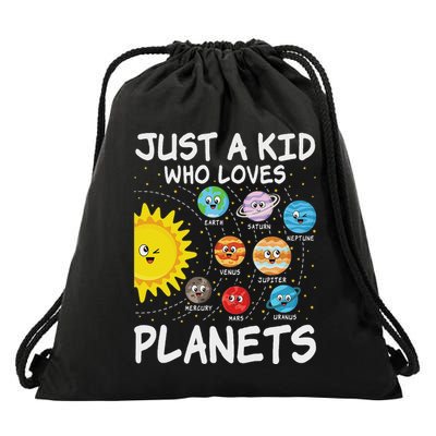 Just A Who Loves Planets Space Solar System Boy Girl Drawstring Bag
