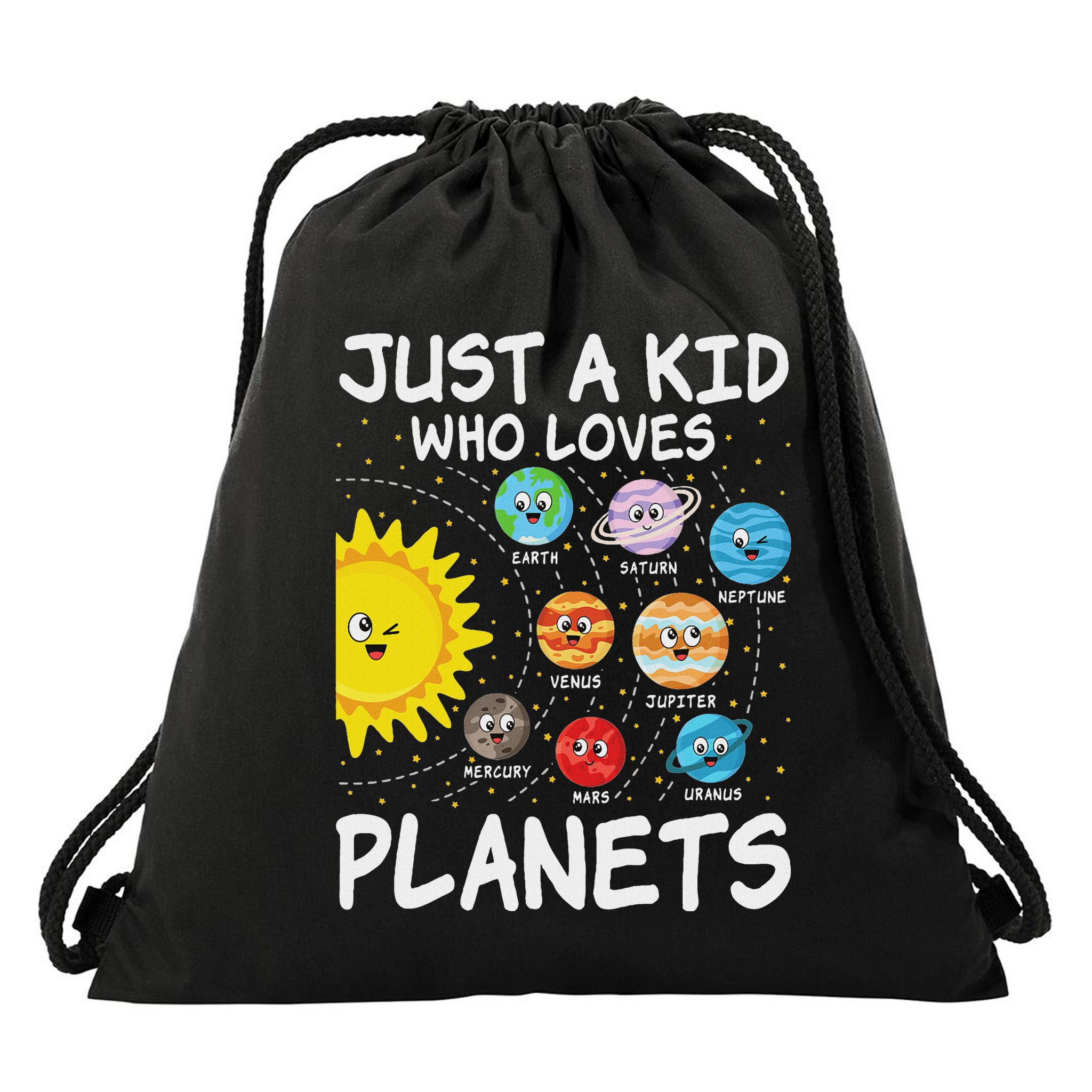Just A Who Loves Planets Space Solar System Boy Girl Drawstring Bag