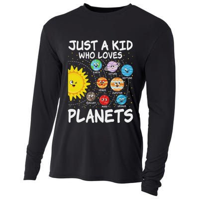 Just A Who Loves Planets Space Solar System Boy Girl Cooling Performance Long Sleeve Crew