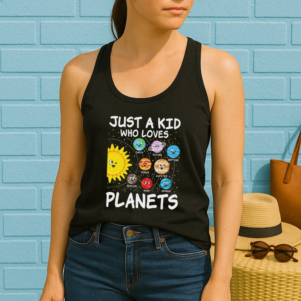 Just A Who Loves Planets Space Solar System Boy Girl Womens Tank Top