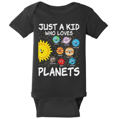 Just A Who Loves Planets Space Solar System Boy Girl Baby Bodysuit