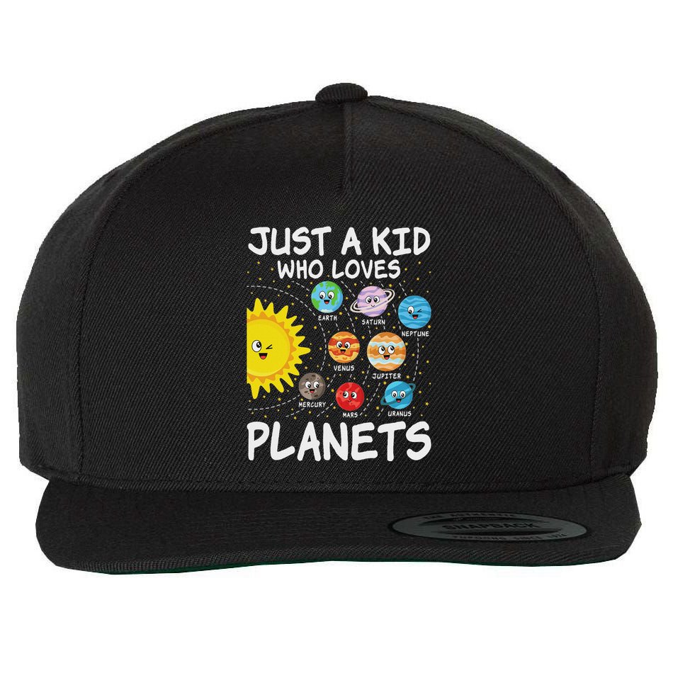 Just A Who Loves Planets Space Solar System Boy Girl Wool Snapback Cap