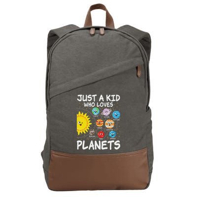 Just A Who Loves Planets Space Solar System Boy Girl Cotton Canvas Backpack