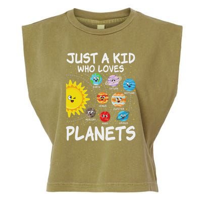 Just A Who Loves Planets Space Solar System Boy Girl Garment-Dyed Women's Muscle Tee