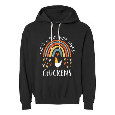 Just A Who Loves Chickens Rainbow Gifts Poultry Lover Garment-Dyed Fleece Hoodie