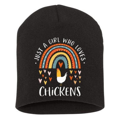 Just A Who Loves Chickens Rainbow Gifts Poultry Lover Short Acrylic Beanie