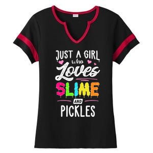 Just A Who Loves Slime And Pickles Gift Ladies Halftime Notch Neck Tee