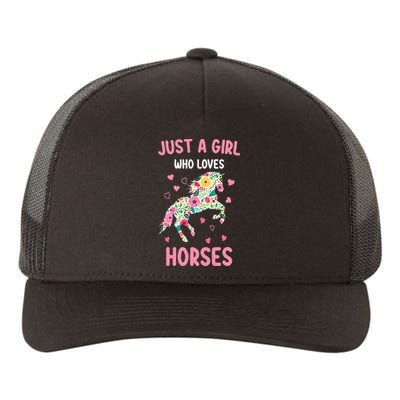 Just A Who Loves Horses Equestrian For Girls Yupoong Adult 5-Panel Trucker Hat