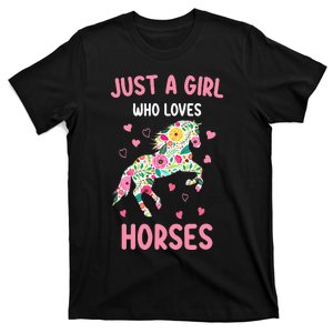 Just A Who Loves Horses Equestrian For Girls T-Shirt