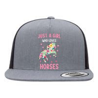 Just A Who Loves Horses Equestrian For Girls Flat Bill Trucker Hat