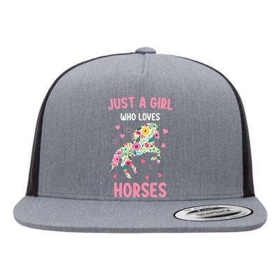 Just A Who Loves Horses Equestrian For Girls Flat Bill Trucker Hat