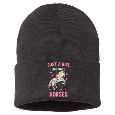 Just A Who Loves Horses Equestrian For Girls Sustainable Knit Beanie