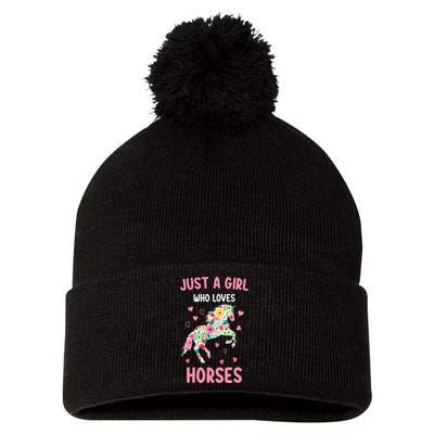 Just A Who Loves Horses Equestrian For Girls Pom Pom 12in Knit Beanie