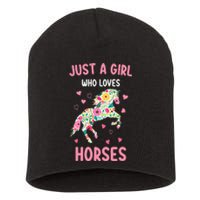 Just A Who Loves Horses Equestrian For Girls Short Acrylic Beanie