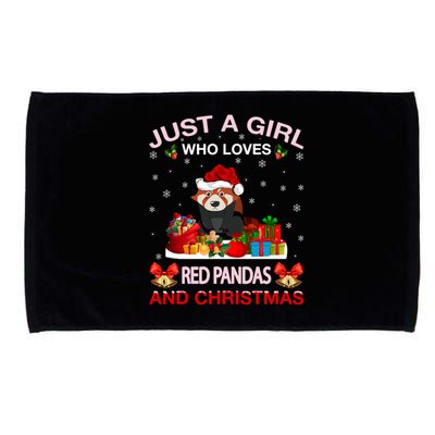 Just A Who Loves Red Pandas And Christmas Meaningful Gift Microfiber Hand Towel