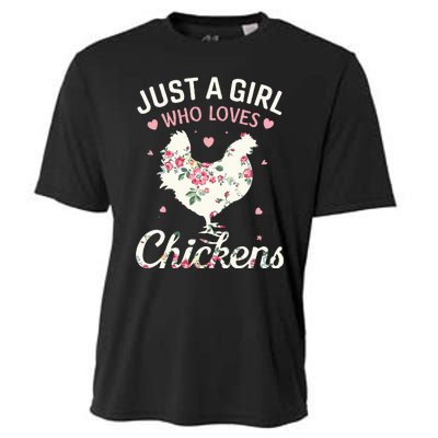 Just A Who Loves Chickens Floral Farmer Gifts Cooling Performance Crew T-Shirt