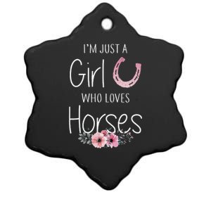 Just A Who Loves Horses Horse Lover Cute Ceramic Star Ornament