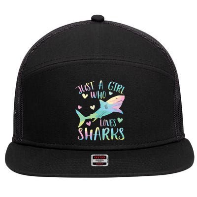 Just A Who Loves Sharks Cute Shark Lover Themed 7 Panel Mesh Trucker Snapback Hat