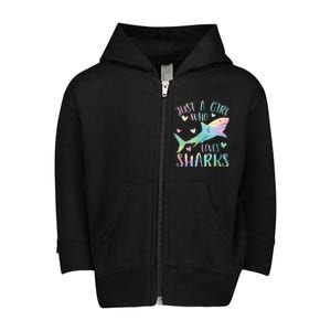 Just A Who Loves Sharks Cute Shark Lover Themed Toddler Zip Fleece Hoodie