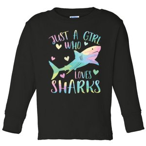 Just A Who Loves Sharks Cute Shark Lover Themed Toddler Long Sleeve Shirt