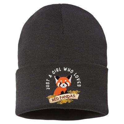 Just A Who Loves Red Pandas Cute Red Panda Sustainable Knit Beanie