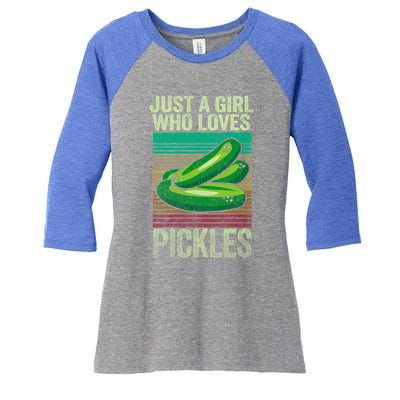 Just A Who Loves Pickles Pickle Cool Gift Women's Tri-Blend 3/4-Sleeve Raglan Shirt