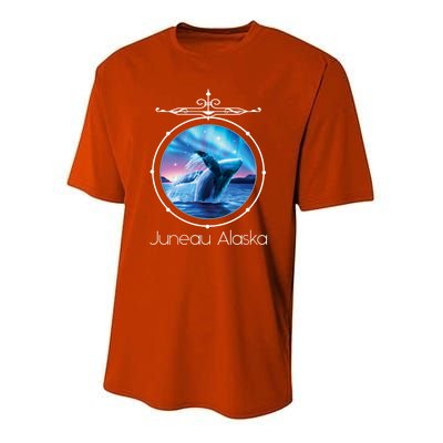 Juneau Alaska Whale Watching Aurora Borealis Souvenir Gift Youth Performance Sprint T-Shirt