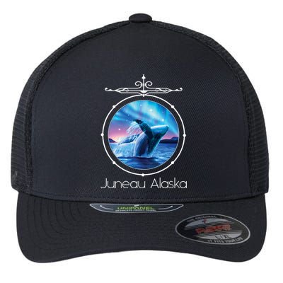 Juneau Alaska Whale Watching Aurora Borealis Souvenir Gift Flexfit Unipanel Trucker Cap