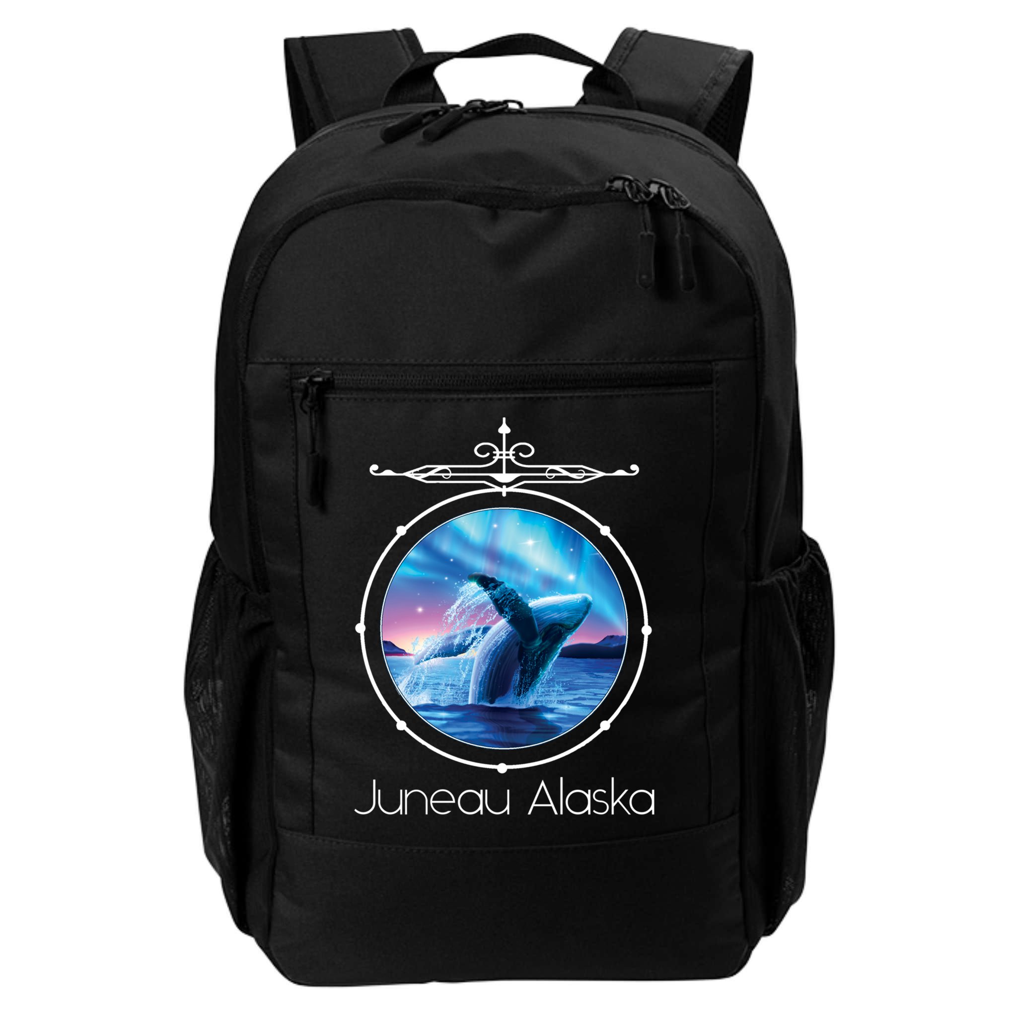 Juneau Alaska Whale Watching Aurora Borealis Souvenir Gift Backpack