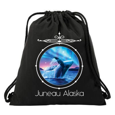 Juneau Alaska Whale Watching Aurora Borealis Souvenir Gift Drawstring Bag