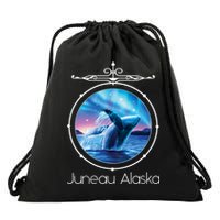 Juneau Alaska Whale Watching Aurora Borealis Souvenir Gift Drawstring Bag