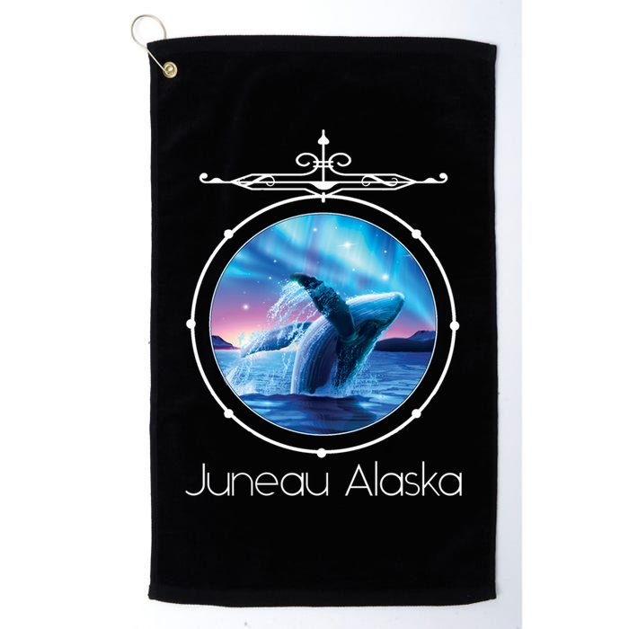 Juneau Alaska Whale Watching Aurora Borealis Souvenir Gift Golf Towel