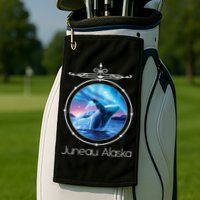 Juneau Alaska Whale Watching Aurora Borealis Souvenir Gift Golf Towel