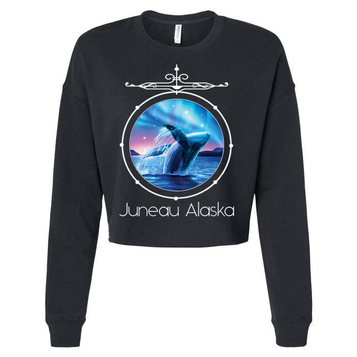 Juneau Alaska Whale Watching Aurora Borealis Souvenir Gift Cropped Pullover Crew