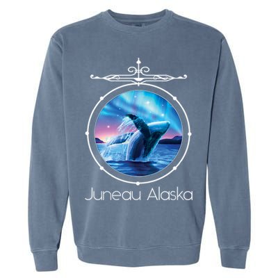 Juneau Alaska Whale Watching Aurora Borealis Souvenir Gift Garment-Dyed Sweatshirt