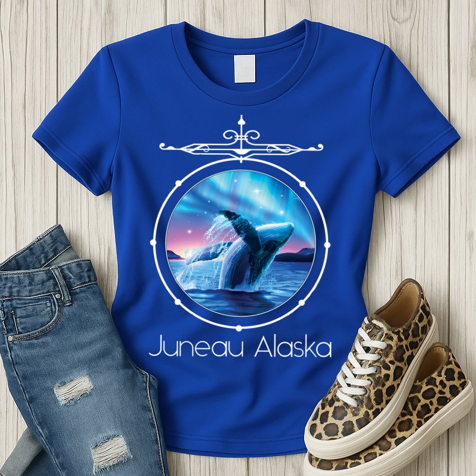 Juneau Alaska Whale Watching Aurora Borealis Souvenir Gift Womens T-Shirt
