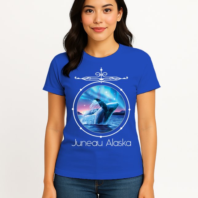 Juneau Alaska Whale Watching Aurora Borealis Souvenir Gift Womens T-Shirt