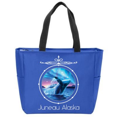 Juneau Alaska Whale Watching Aurora Borealis Souvenir Gift Zip Tote Bag