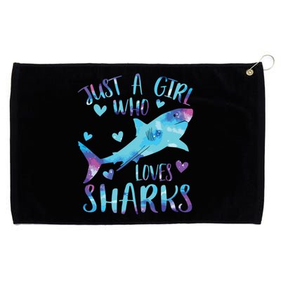 Just A Who Loves Sharks Galaxy Shark Lover Theme Grommeted Golf Towel